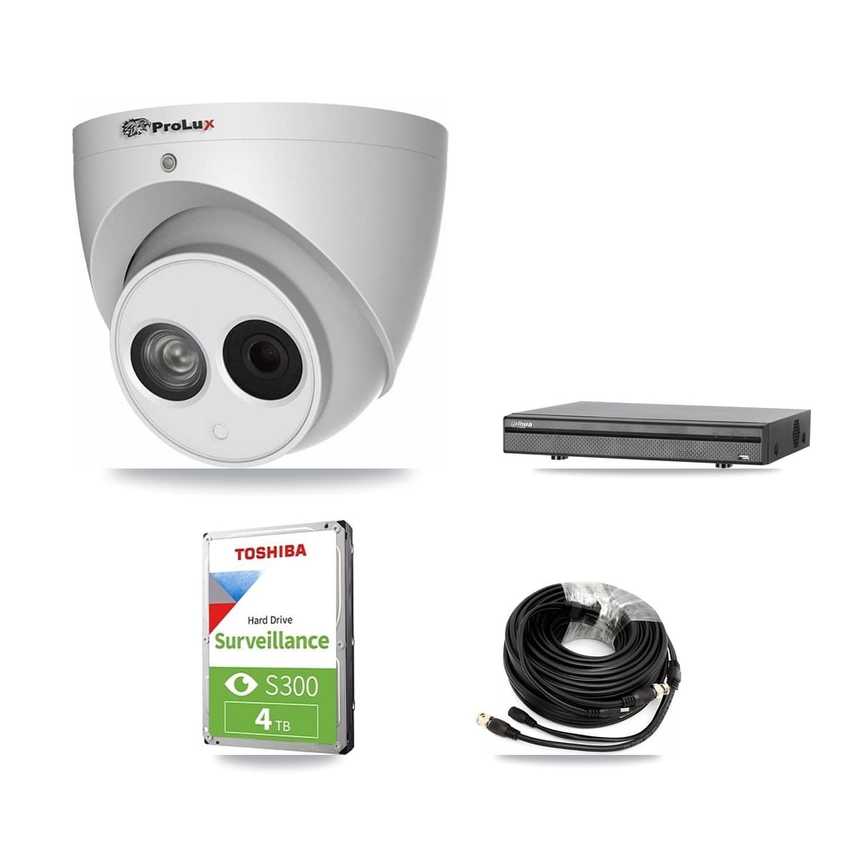 Prolux & Dahua 8-Channel 4MP CCTV Kit — 3 Turret Cameras + 4TB Recording (DH-XVR5108H Recorder) - Image 1