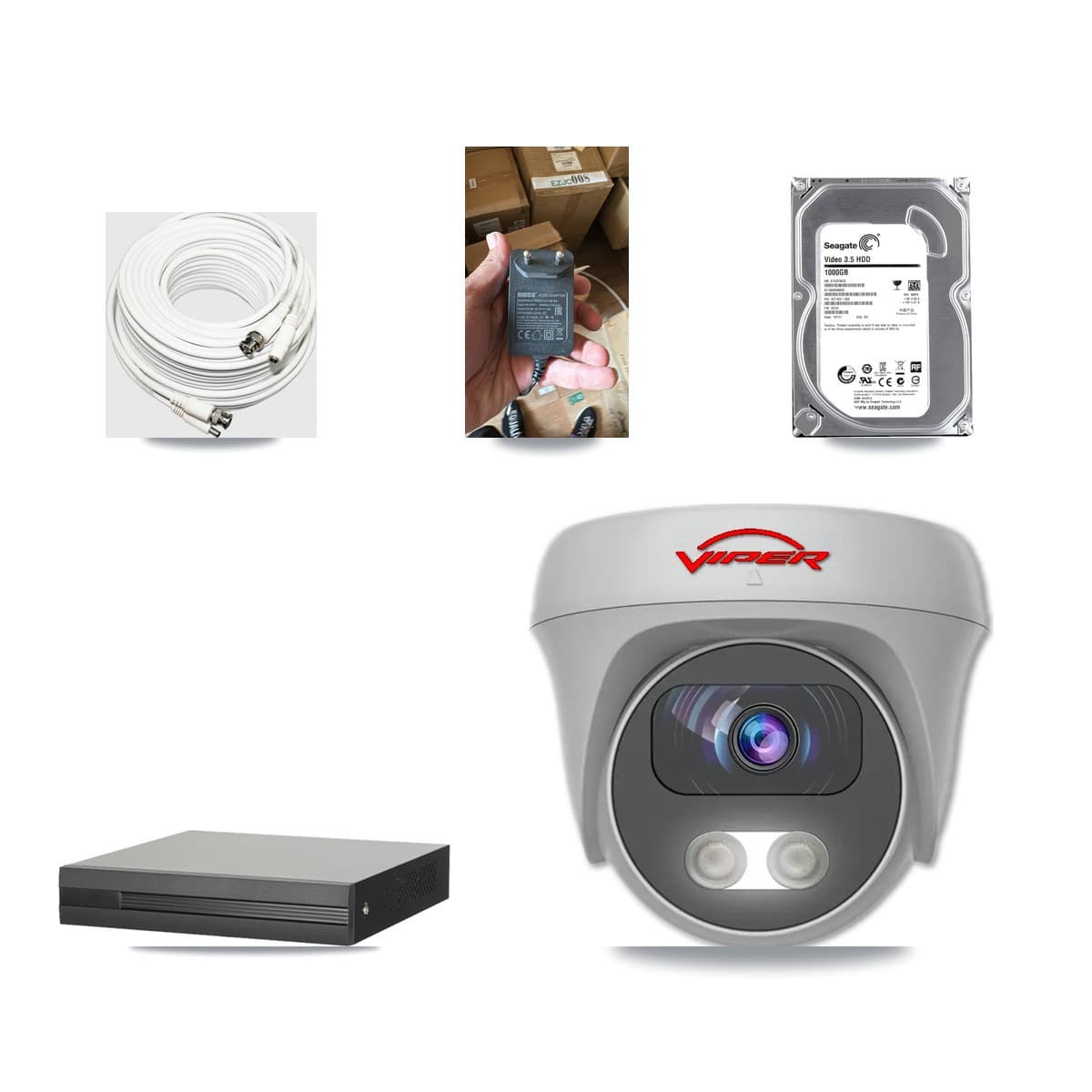 16-channel CCTV kit: 1 camera (1× 5MP Camera), 1TB hard drive