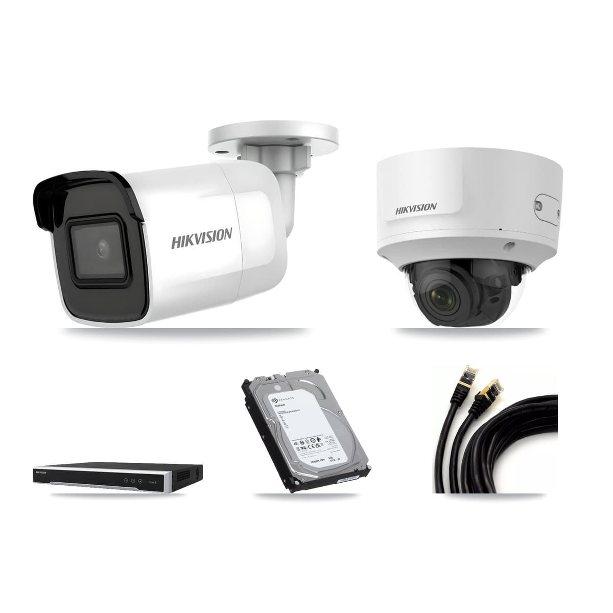 Hikvision 8-Channel 2MP – 4K CCTV Kit — 2 4K Bullet + 1 2MP Dome Cameras + 6TB Recording (DS-7608NI-M2 Recorder)