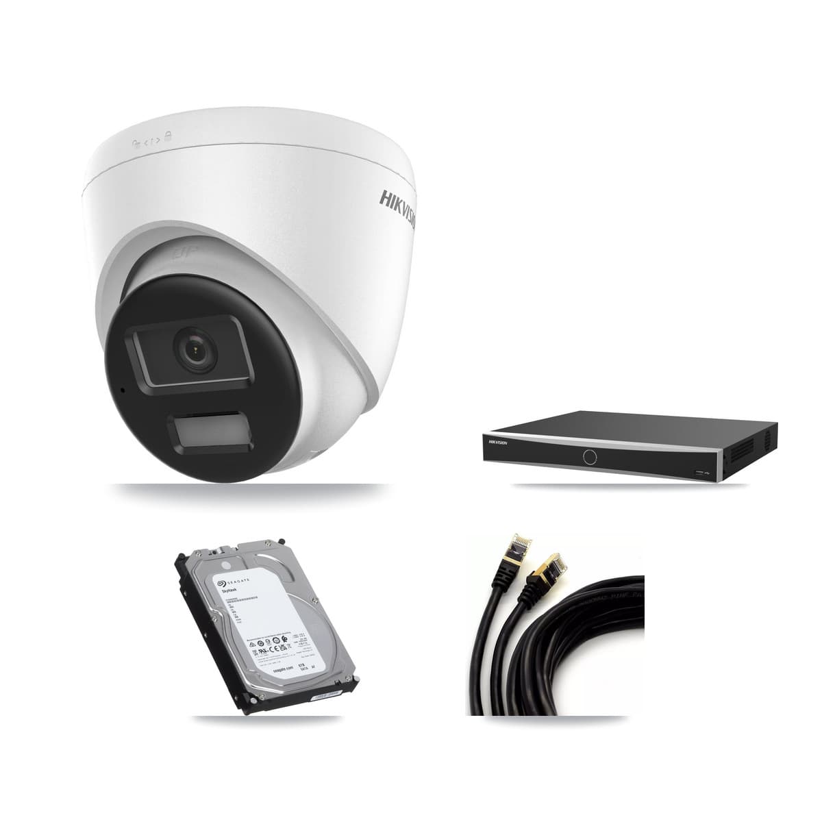 Hikvision 16-Channel 4K CCTV Kit — 2 DS-2CD1383G2-LIUF/SL Turret Cameras + 6TB Recording (DS-7616NXI-K2/16P(E) Recorder)