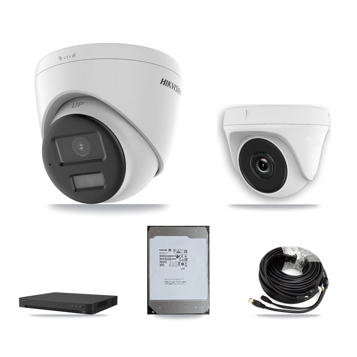 Hikvision 16-Channel 2MP – 4K CCTV Kit — 5 4K Turret + 1 White 2MP Dome Cameras + 14TB Recording
