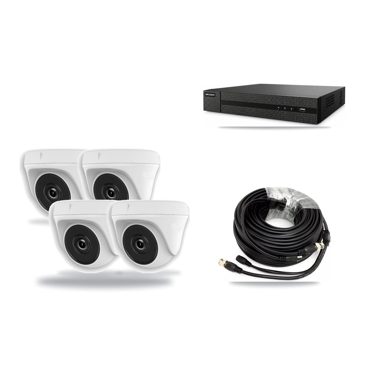 8-Channel 2MP CCTV Kit — 4 White Dome Cameras + 3TB Recording (DVR-8CH Recorder) - Image 1