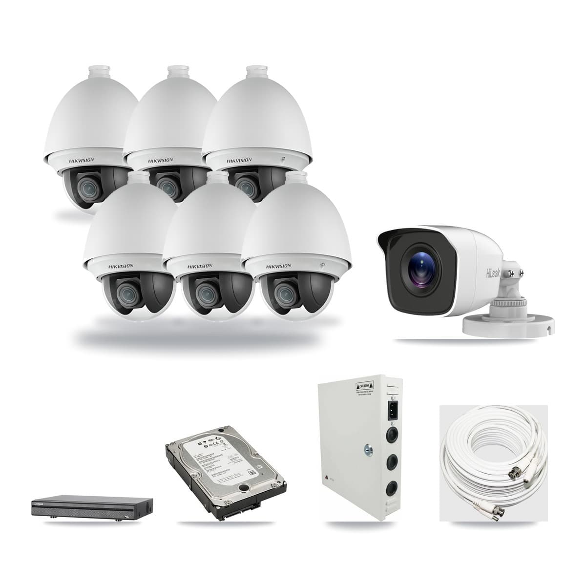 8-Channel 2MP – 4MP CCTV Kit — 6 2MP PTZ + 1 4MP Bullet Cameras + 5TB Recording - Image 1