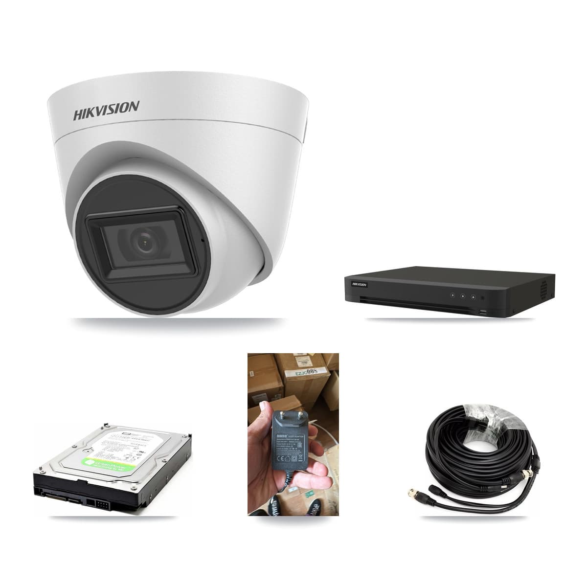 Hikvision 8-Channel 5MP CCTV Kit — 1 White DS-2CE78H0T-IT3FS Turret Camera + 1TB Recording (IDS-7208HUHI-M1/XT Recorder)