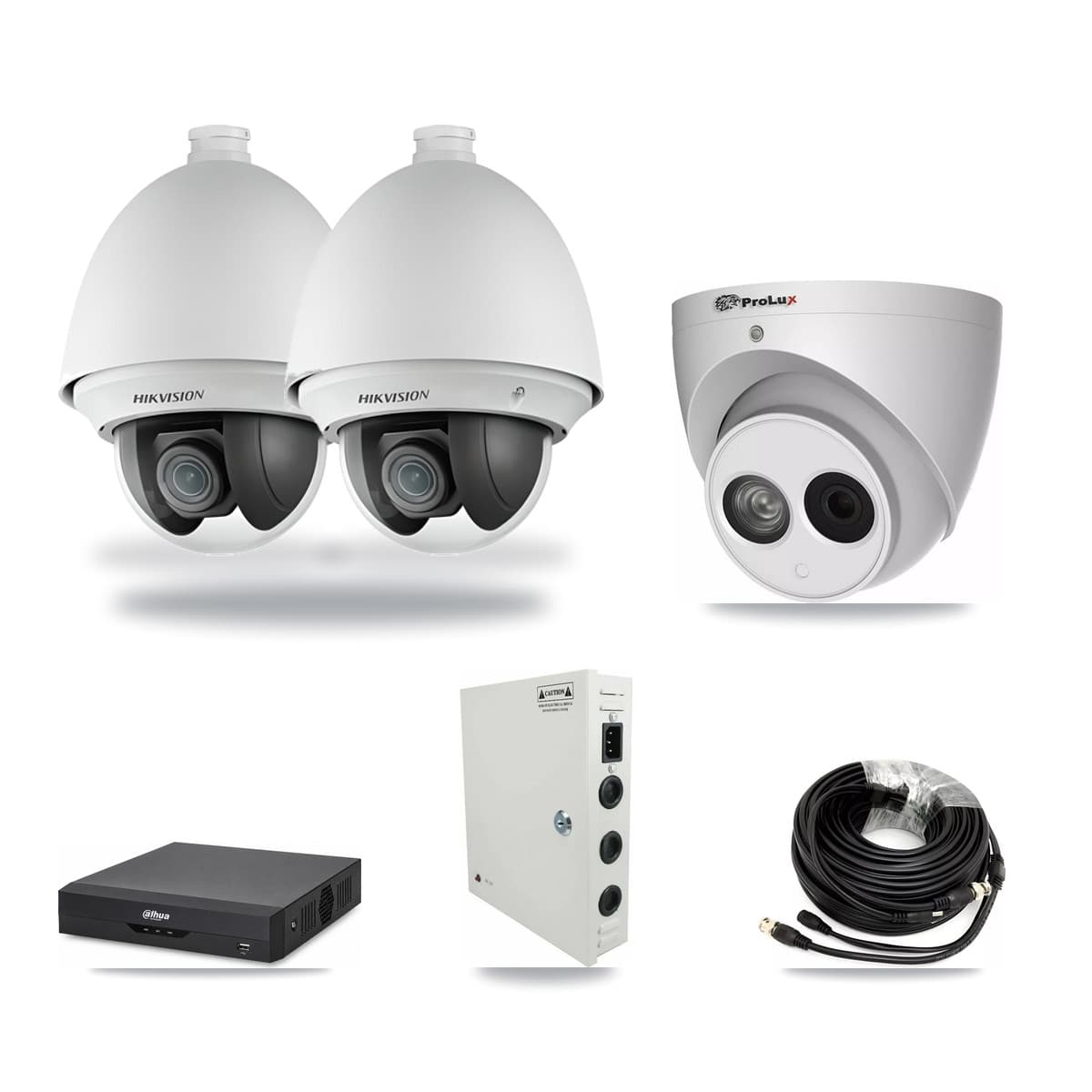 4-Channel 2MP – 4MP CCTV Kit — 2 2MP PTZ + 1 4MP Turret Cameras + 3TB Recording (DH-XVR5104HS Recorder) - Image 1