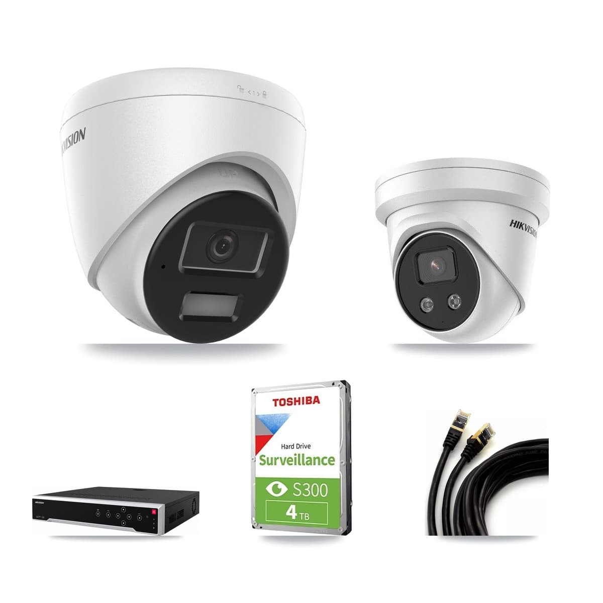 Hikvision 32-Channel 4MP – 5MP CCTV Kit — 2 4MP + 1 5MP Turret Cameras + 4TB Recording