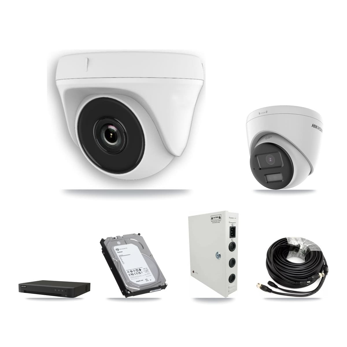 Hikvision 16-Channel 2MP – 5MP CCTV Kit — 5 DS-2CE78K0T 5MP Turret + 11 White HDT-2MP-N20W 2MP Dome Cameras + 6TB Recording