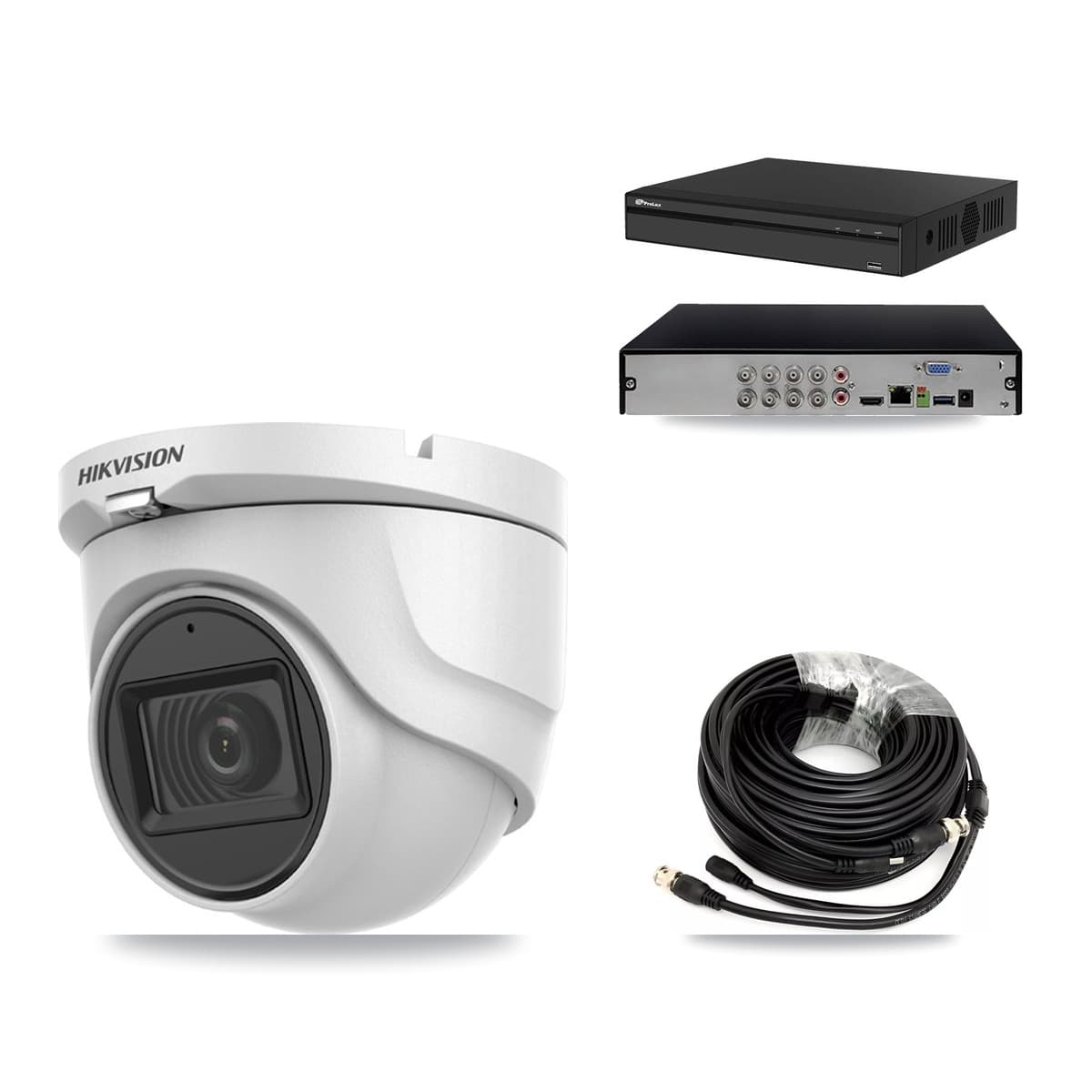 Hikvision & Prolux 8-Channel 5MP CCTV Kit — 2 DS-2CE76H0T Turret Cameras + 3TB Recording (PXD-5108HS Recorder) - Image 1