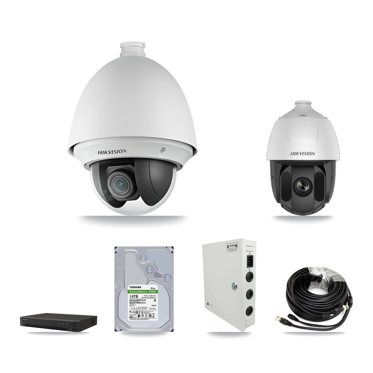 Hikvision 16-Channel 2MP CCTV Kit — 15 DS-2AE4225T + 1 DS-2AE5225TI PTZ Cameras + 10TB Recording (IDS-7216HQHI Recorder)