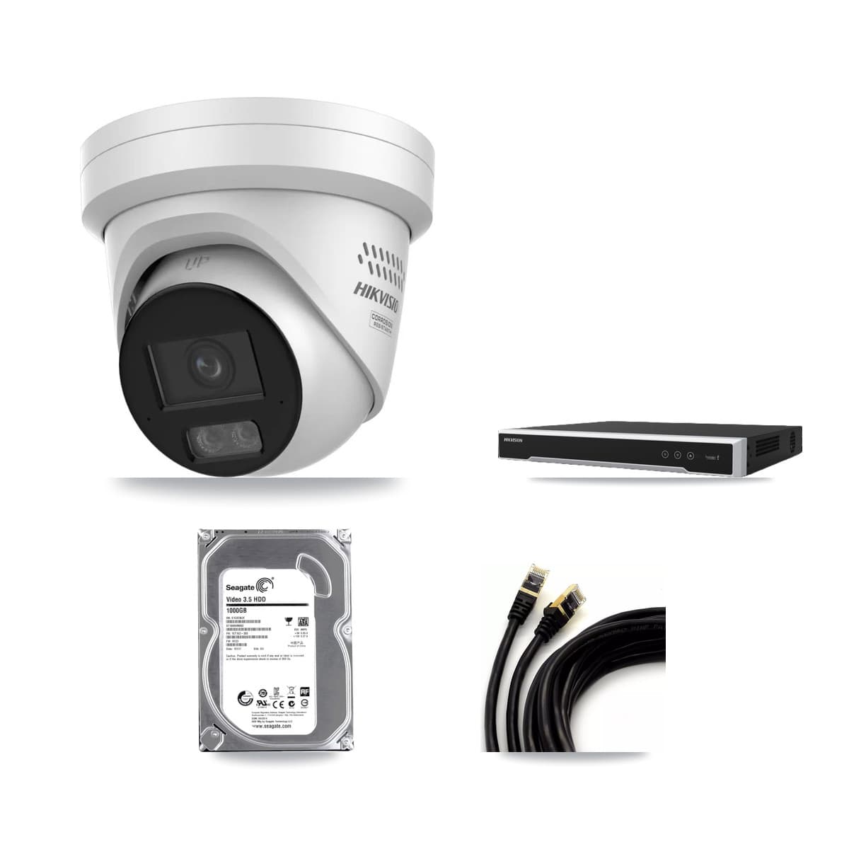 Hikvision 8-Channel 4MP CCTV Kit — 1 DS-2CD2347G3 Turret Camera + 1TB Recording (DS-7608NI-M2 Recorder) - Image 1