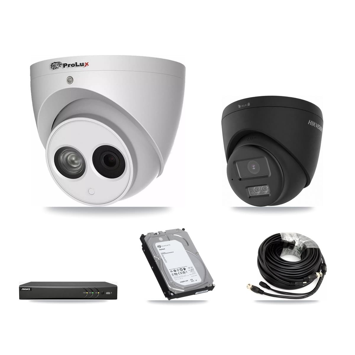 4-Channel 4MP – 4K CCTV Kit — 1 Black 4K + 3 4MP Turret Cameras + 6TB Recording (AN-DV4-8MP Recorder) - Image 1