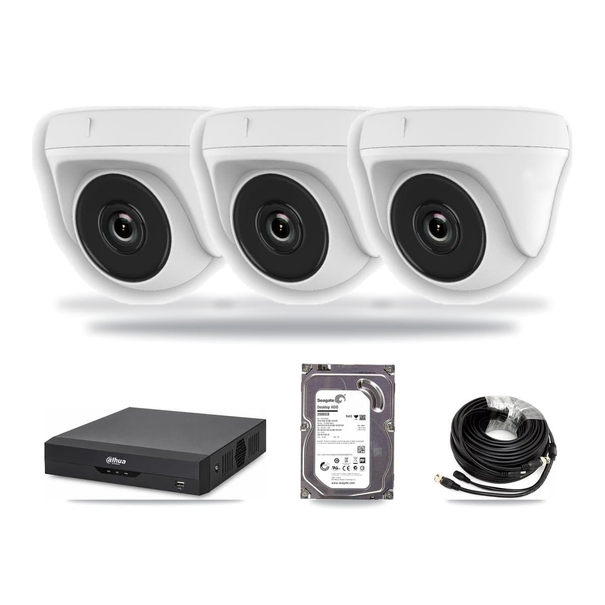 Dahua 4-Channel 2MP CCTV Kit — 3 Dome Cameras + 2TB Recording - Image 1