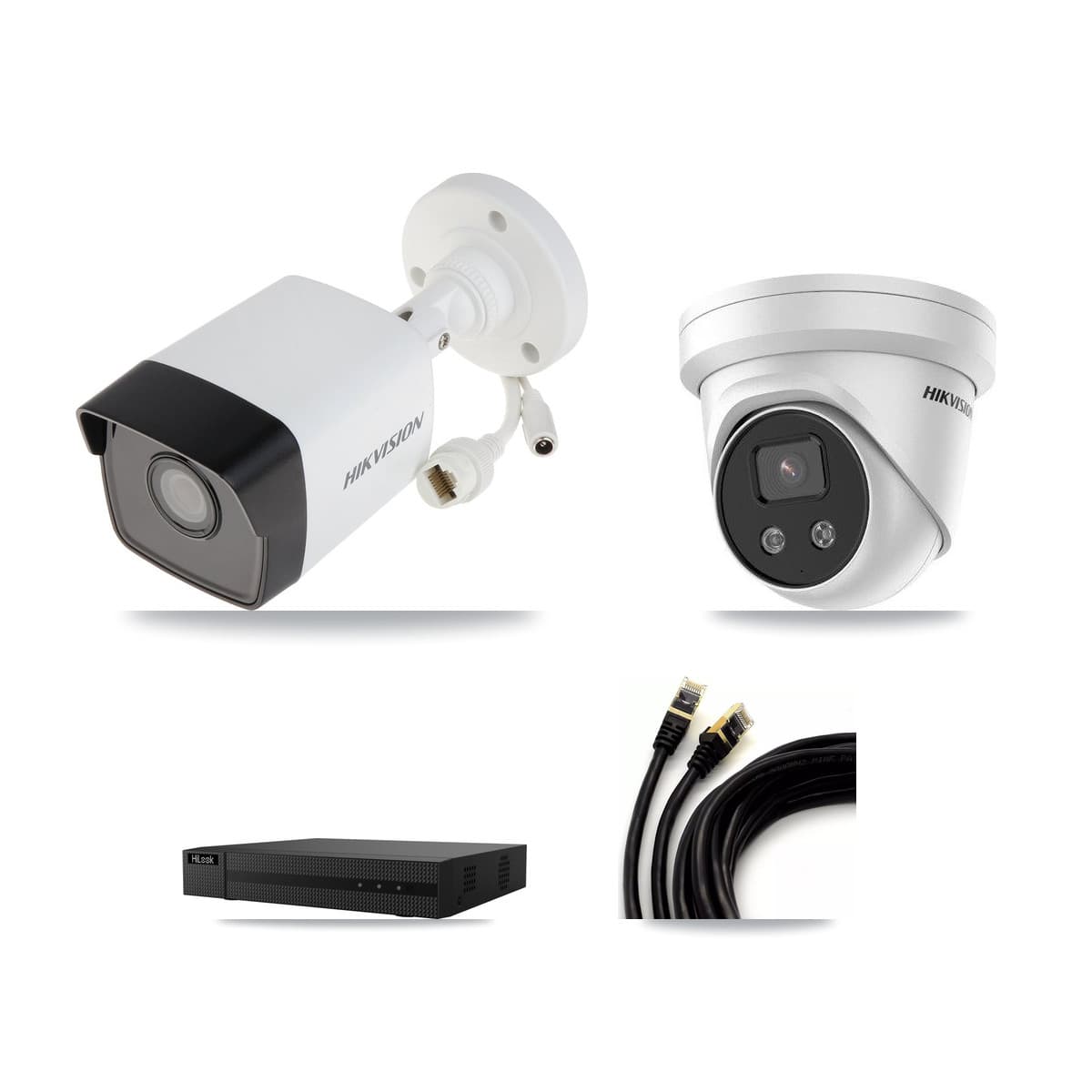 Hikvision & HiLook 8-Channel 5MP CCTV Kit — 1 Bullet + 1 Turret Cameras + 3TB Recording (NVR-108MH-D Recorder)
