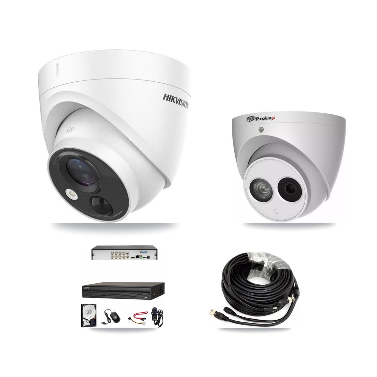 8-Channel 4MP – 5MP CCTV Kit — 5 DS-2CE71H0T 5MP + 1 PXC-612C4W-A 4MP Turret Cameras + 8TB Recording (XVR-3108AD Recorder)