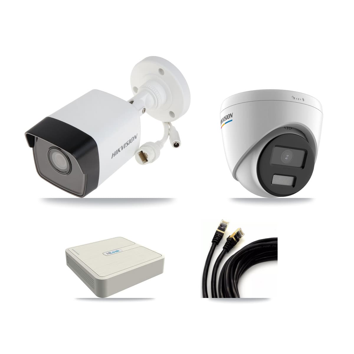 Hikvision & HiLook 8-Channel 2MP – 5MP CCTV Kit — 2 5MP Bullet + 1 2MP Turret Cameras + 3TB Recording (NVR-108H-D Recorder)