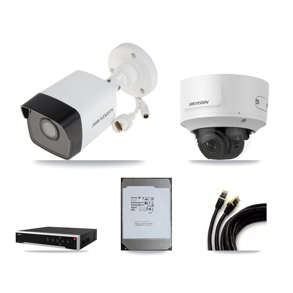 Hikvision 32-Channel 2MP – 5MP CCTV Kit — 11 5MP Bullet + 1 2MP Dome Cameras + 14TB Recording