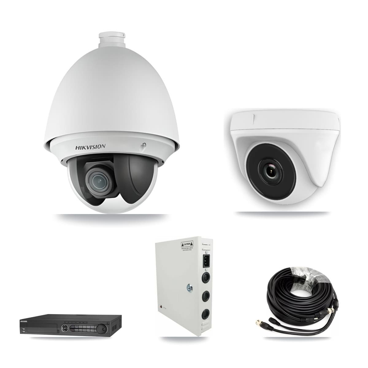 Hikvision 32-Channel 2MP CCTV Kit — 2 PTZ + 2 White Dome Cameras + 3TB Recording (DS-7332HQHI Recorder) - Image 1