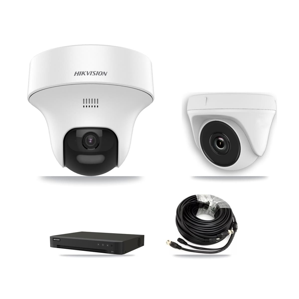 Hikvision 16-Channel 2MP – 5MP CCTV Kit — 2 DS-2CE70K0T 5MP Turret + 1 White HDT-2MP-N20W 2MP Dome Cameras + 3TB Recording (IDS-7216HQHI Recorder)