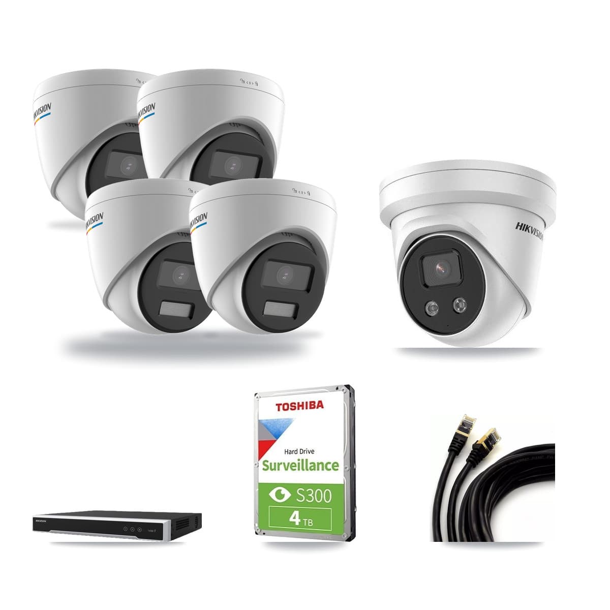 Hikvision 16-Channel 2MP – 5MP CCTV Kit — 4 2MP + 1 5MP Turret Cameras + 4TB Recording - Image 1