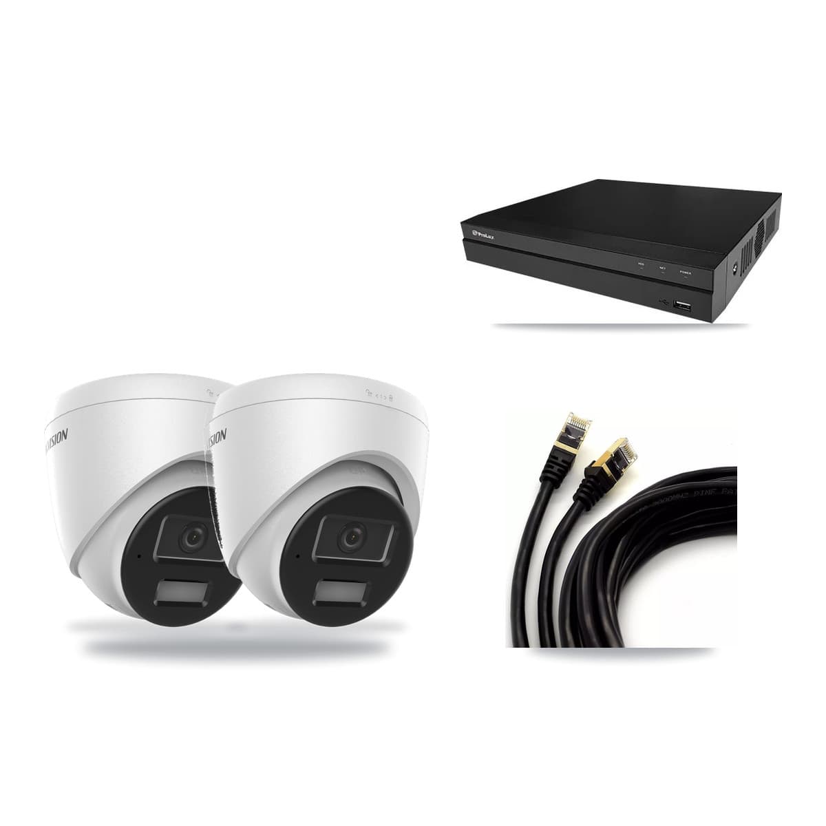 Hikvision & Prolux 8-Channel 4MP CCTV Kit — 2 DS-2CD1343G2 Turret Cameras + 3TB Recording - Image 1