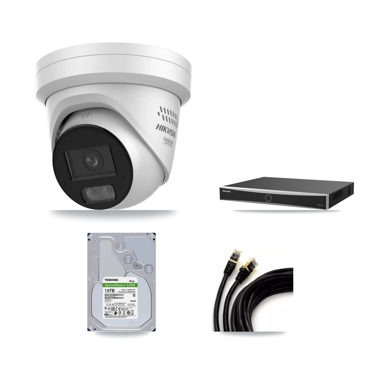 Hikvision 16-Channel 4MP CCTV Kit — 7 DS-2CD2347G3 Turret Cameras + 10TB Recording (DS-7616NXI Recorder)