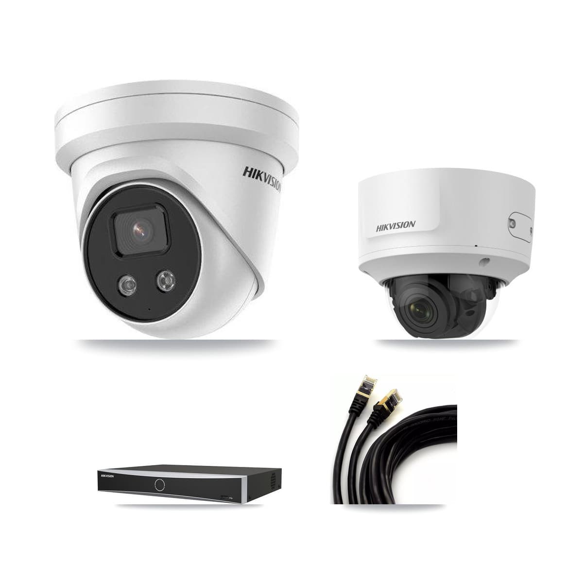 Hikvision 4-Channel 2MP – 5MP CCTV Kit — 1 2MP Dome + 2 5MP Turret Cameras + 3TB Recording