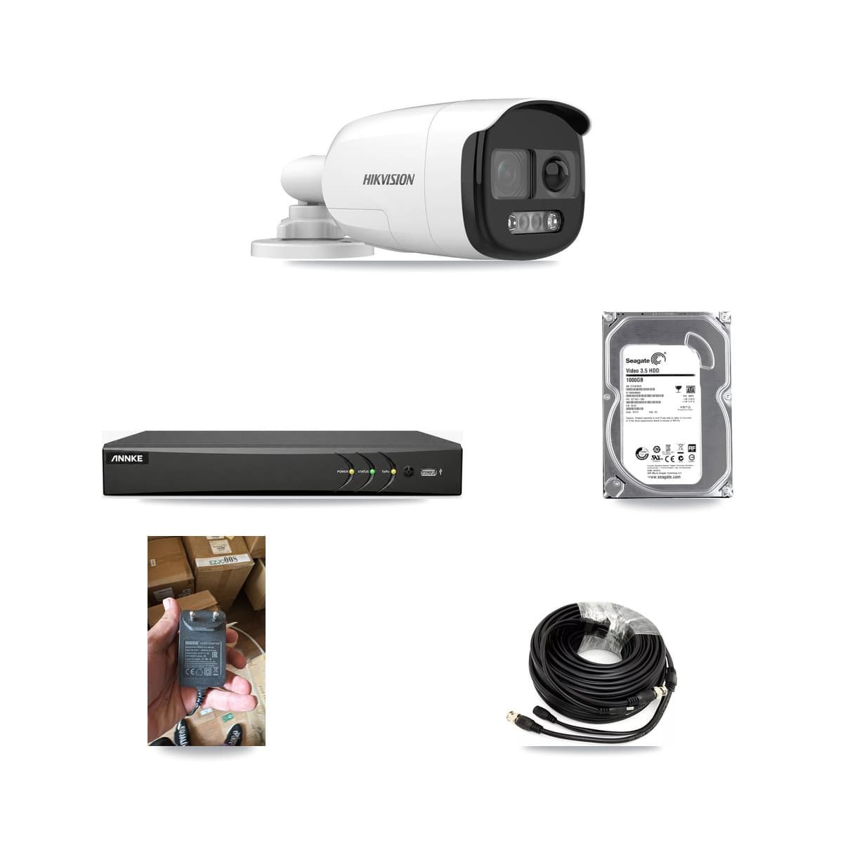 Hikvision & ANNKE 4-Channel 5MP CCTV Kit — 1 DS-2CE12KF3T Bullet Camera + 1TB Recording - Image 1