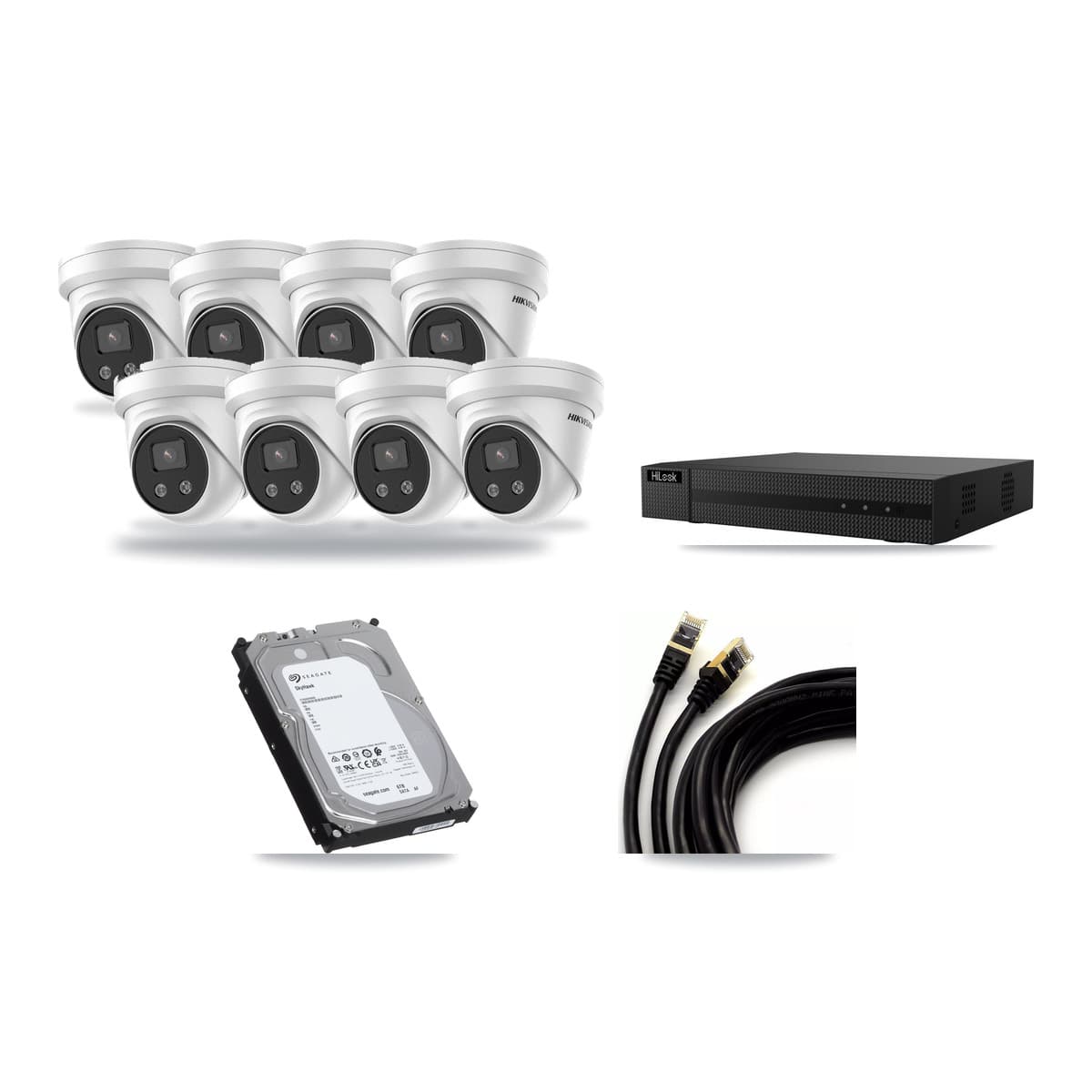 Hikvision & HiLook 8-Channel 5MP CCTV Kit — 8 Turret Cameras + 6TB Recording (NVR-108MH-D Recorder) - Image 1