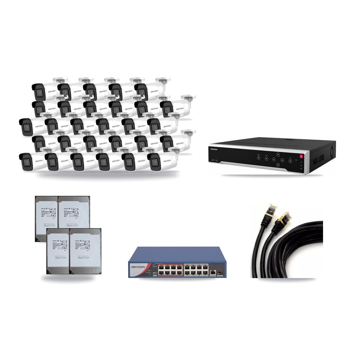 Hikvision 32-Channel 4K CCTV Kit — 29 Bullet Cameras + 4× 14TB Recording - Image 1