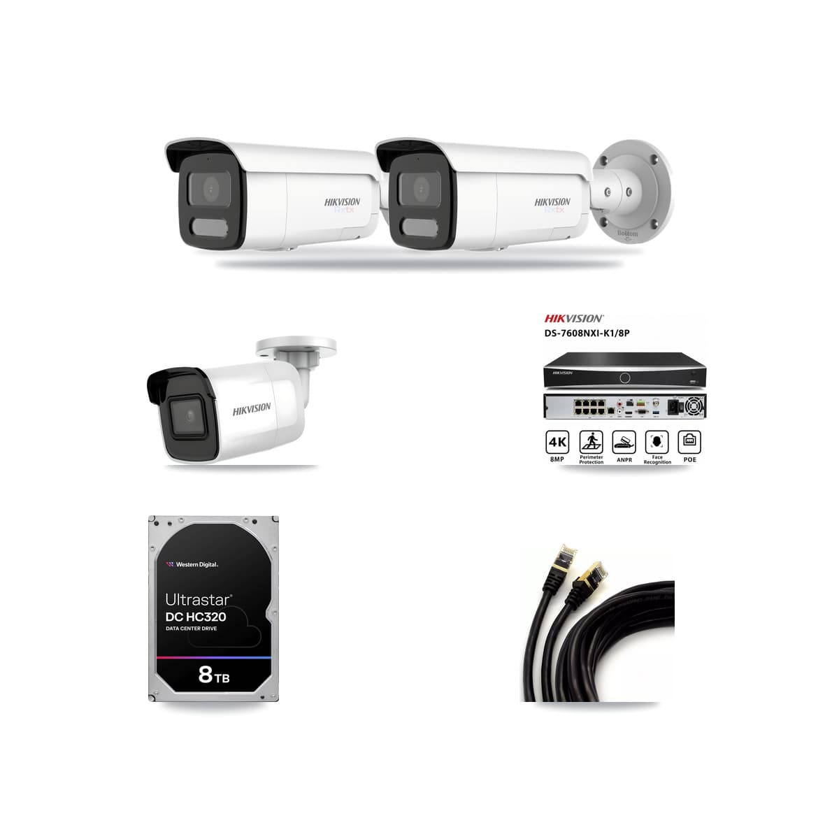 Hikvision 8-Channel 4K CCTV Kit — 1 DS-2CD2085G1 + 2 DS-2CD2T87G2H Bullet Cameras + 8TB Recording - Image 1