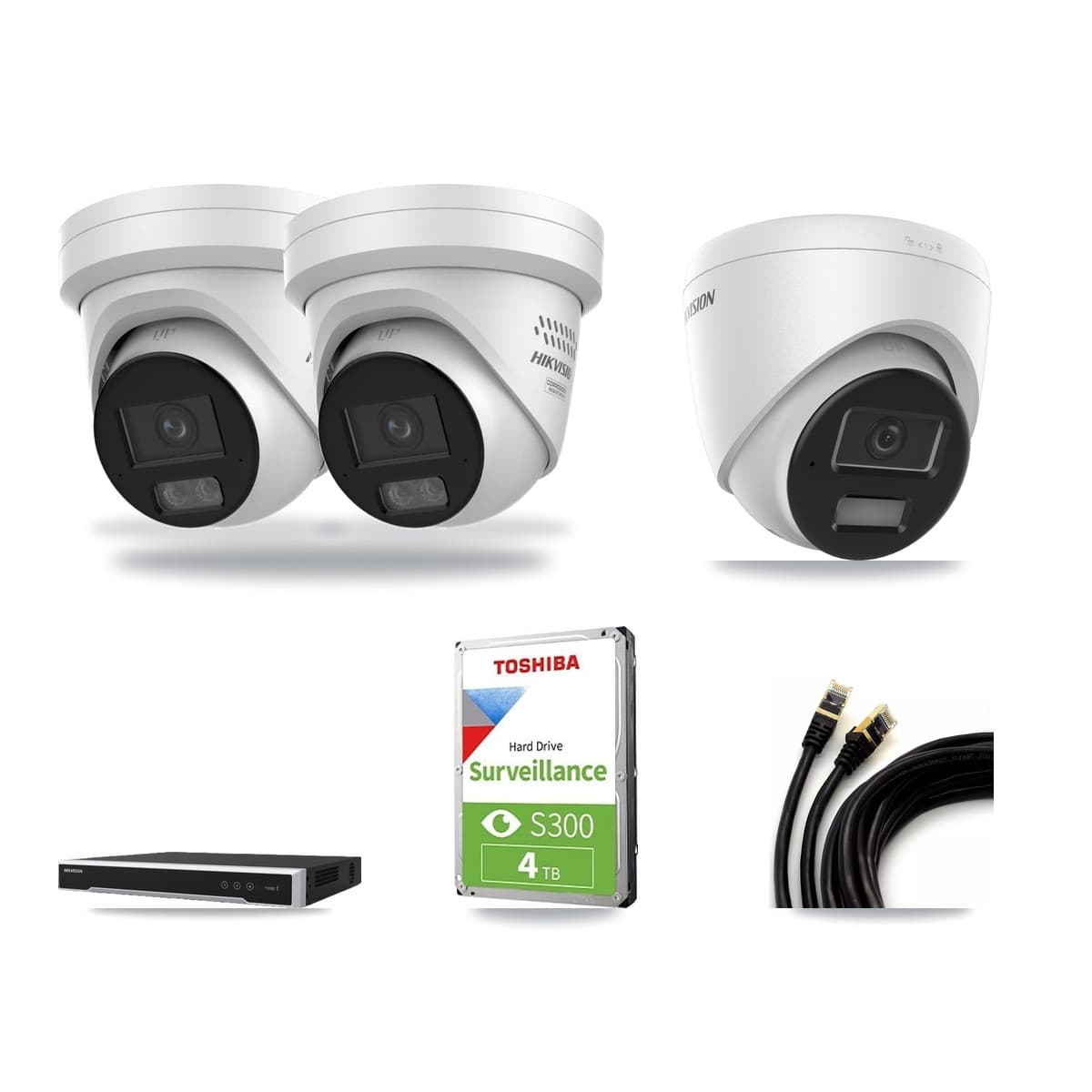Hikvision 8-Channel 4MP CCTV Kit — 1 DS-2CD1343G2 + 2 DS-2CD2347G3 Turret Cameras + 4TB Recording - Image 1