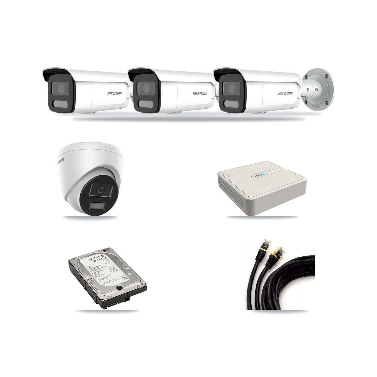 Hikvision & HiLook 8-Channel 4MP CCTV Kit — 1 Turret + 3 Bullet Cameras + 5TB Recording (NVR-108H-D Recorder) - Image 1