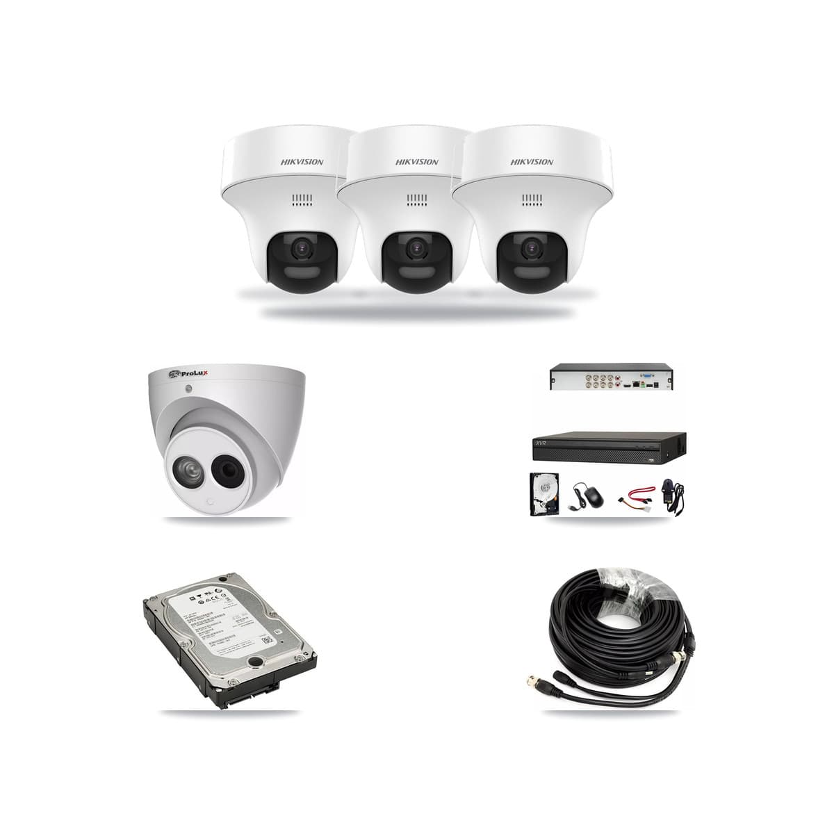 8-Channel 4MP – 5MP CCTV Kit — 3 DS-2CE70K0T 5MP + 1 PXC-612C4W-A 4MP Turret Cameras + 5TB Recording (XVR-3108AD Recorder) - Image 1