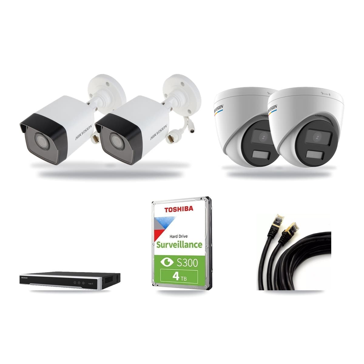 Hikvision 16-Channel 2MP – 5MP CCTV Kit — 2 5MP Bullet + 2 2MP Turret Cameras + 4TB Recording (DS-7616NI-M2 Recorder) - Image 1