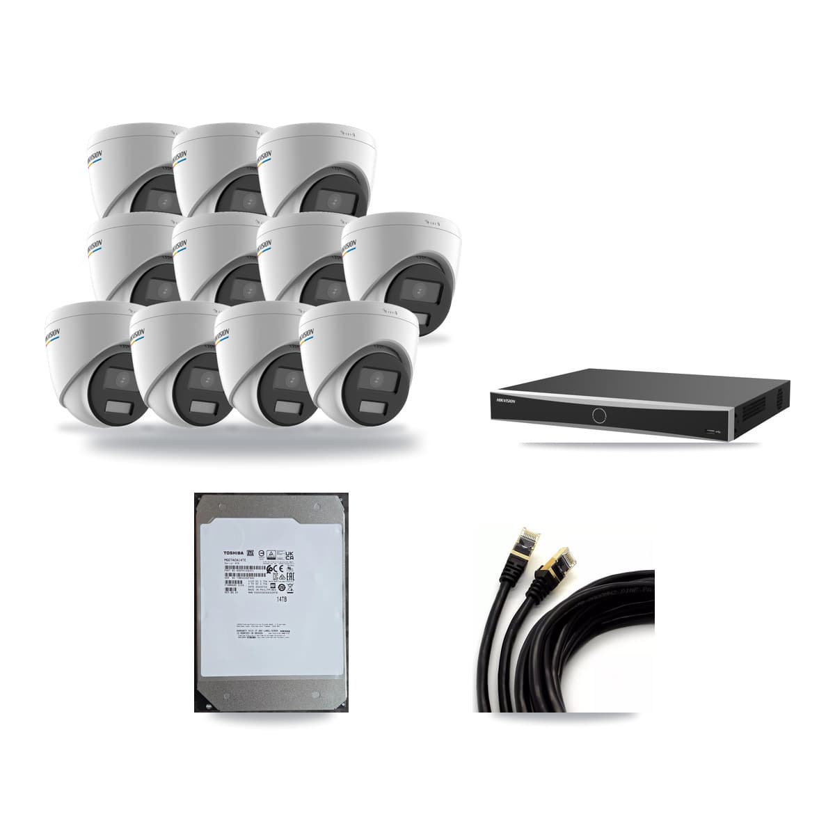Hikvision 16-Channel 2MP – 5MP CCTV Kit — 11 2MP Turret + 5 5MP Dome Cameras + 14TB Recording (DS-7616NXI Recorder) - Image 1