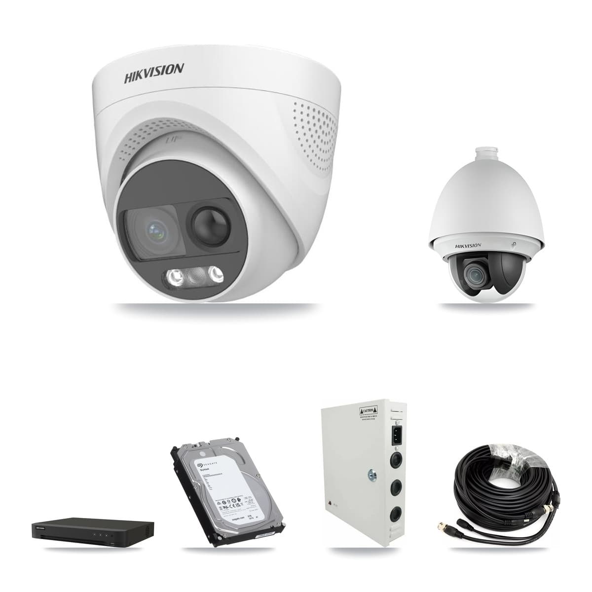 Hikvision 16-Channel 2MP – 5MP CCTV Kit — 1 DS-2AE4225T 2MP PTZ + 11 DS-2CE72KF3T 5MP Turret Cameras + 6TB Recording