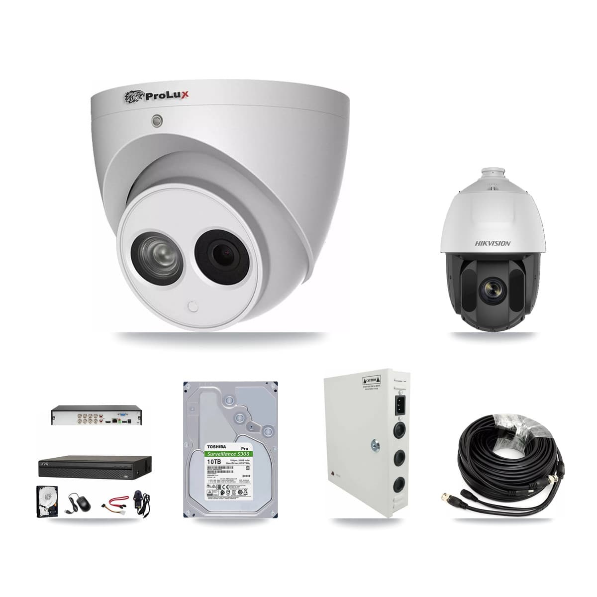 8-Channel 2MP – 4MP CCTV Kit — 1 2MP PTZ + 7 4MP Turret Cameras + 10TB Recording (XVR-3108AD Recorder) - Image 1