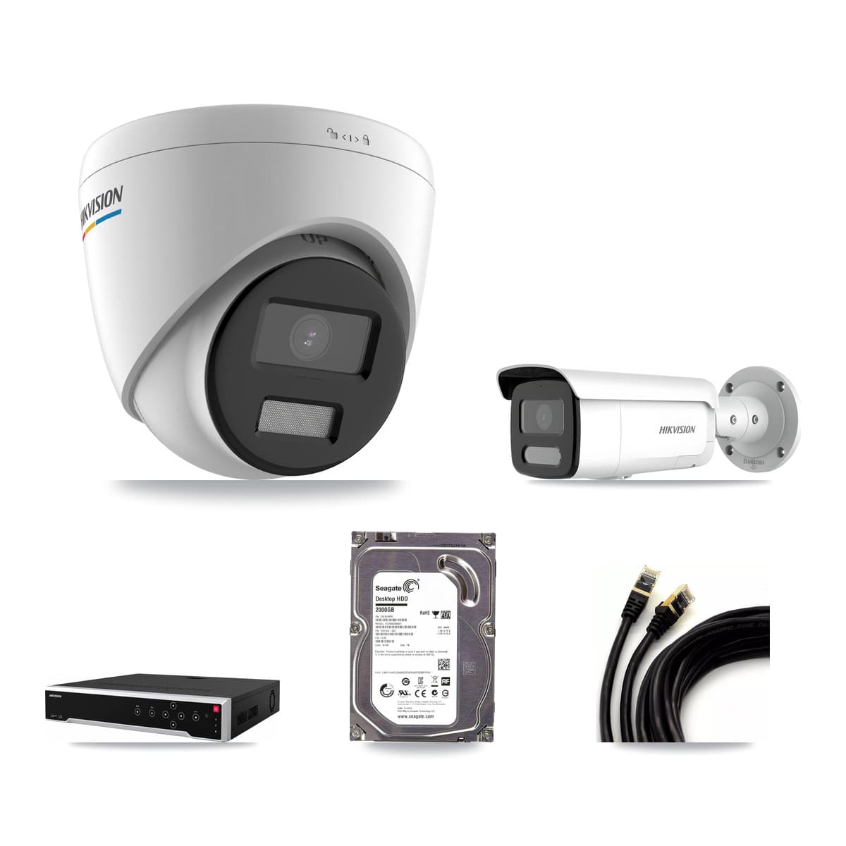 Hikvision 32-Channel 2MP – 4MP CCTV Kit — 1 2MP Turret + 1 4MP Bullet Cameras + 2TB Recording