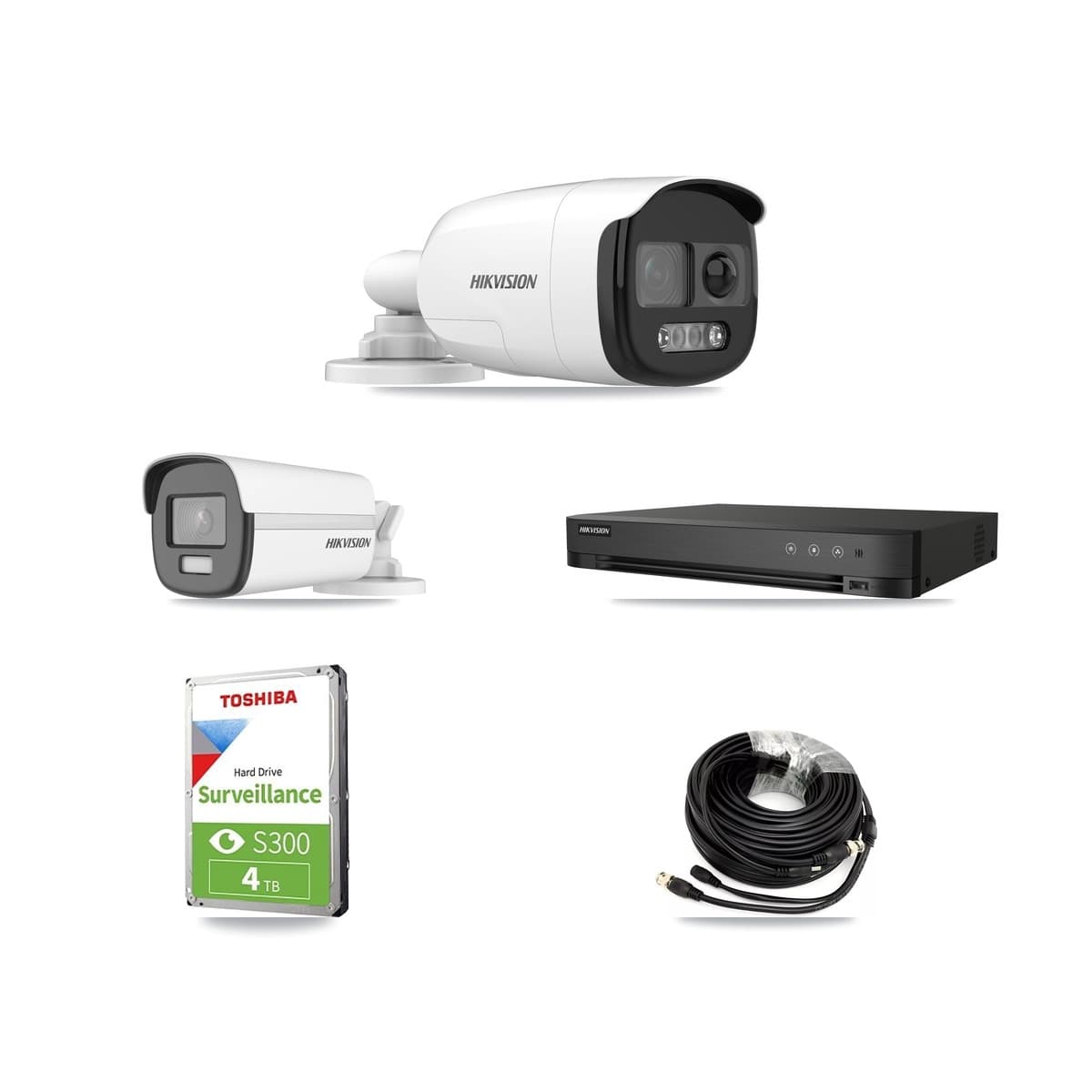 Hikvision 4-Channel 5MP – 4K CCTV Kit — 1 5MP + 1 4K Bullet Cameras + 4TB Recording (DS-7204HUHI Recorder) - Image 1