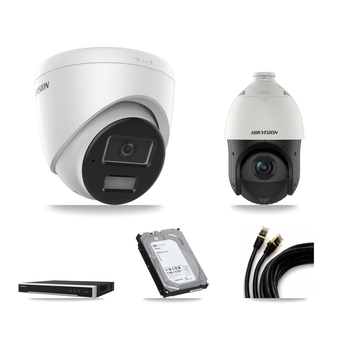 Hikvision 8-Channel 4MP CCTV Kit — 3 Turret + 1 PTZ Cameras + 6TB Recording