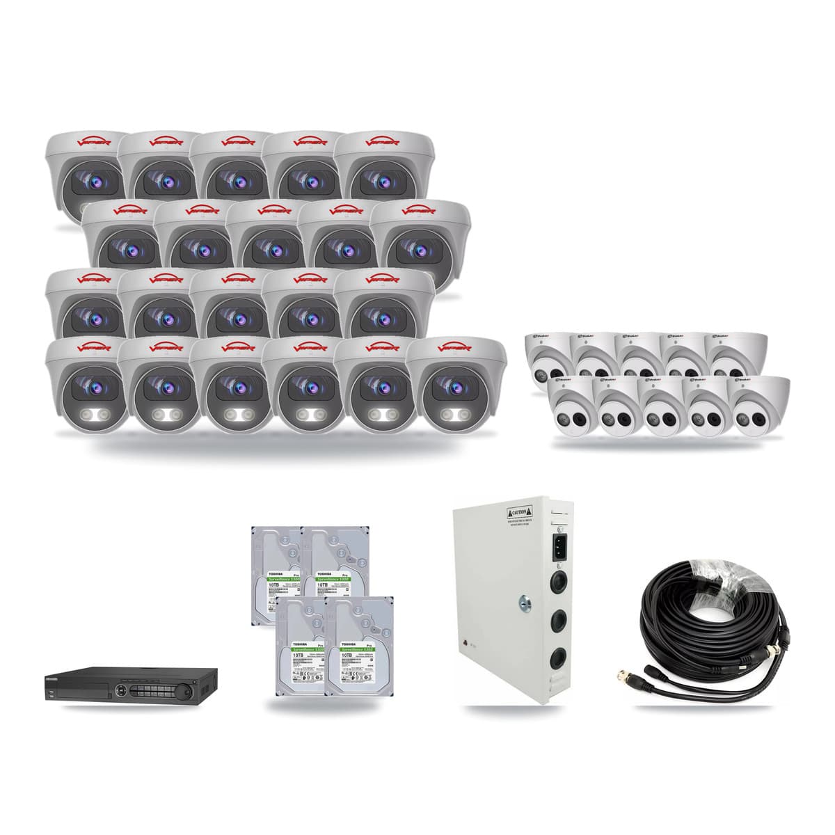 32-Channel 4MP – 5MP CCTV Kit — 10 4MP Turret + 21 5MP Cameras + 4× 10TB Recording - Image 1