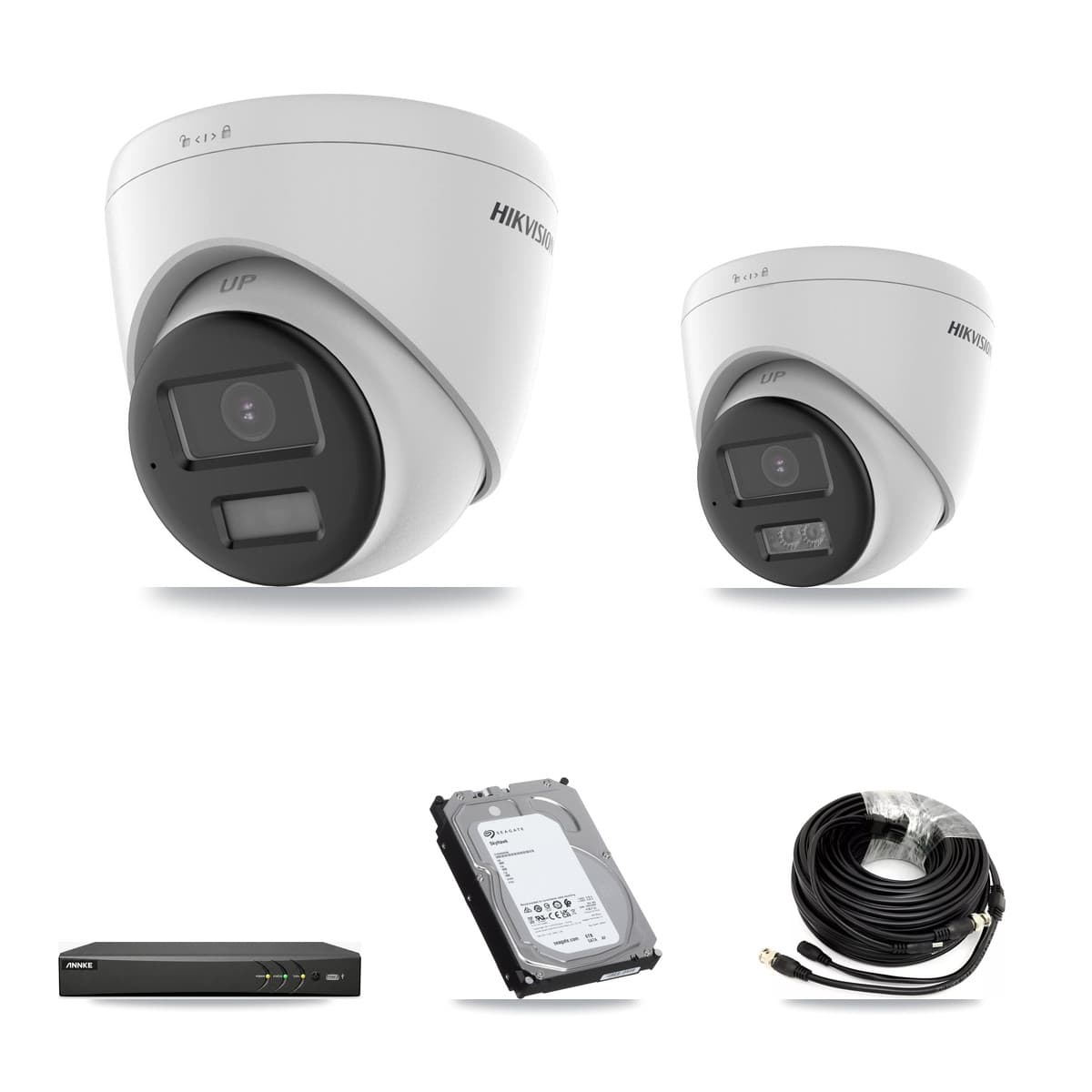 Hikvision & ANNKE 4-Channel 5MP CCTV Kit — 2 DS-2CE78K0T + 2 DS-2CE78K0T Turret Cameras + 6TB Recording