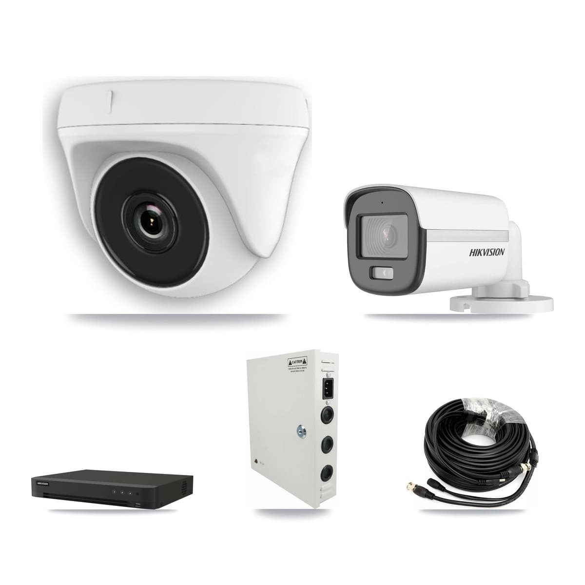 Hikvision 16-Channel 2MP – 5MP CCTV Kit — 1 5MP Bullet + 9 White 2MP Dome Cameras + 8TB Recording (IDS-7216HQHI Recorder)