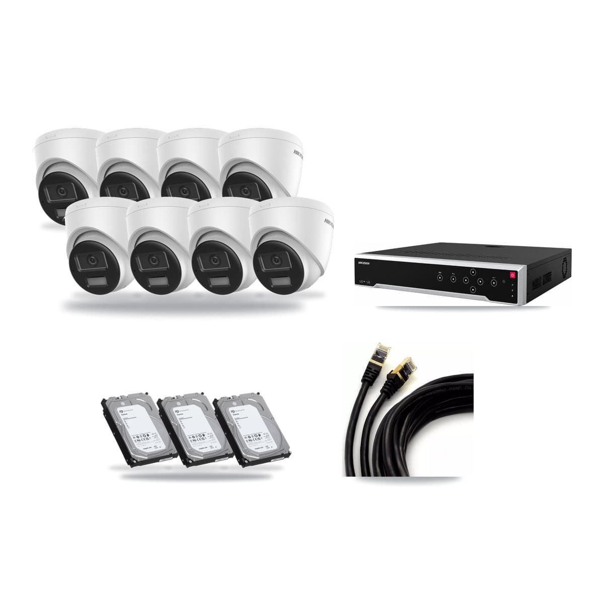 Hikvision 32-Channel 4K CCTV Kit — 8 DS-2CD1383G2-LIU Turret Cameras + 3× 6TB Recording (DS-7732NI-M4/24P Recorder) - Image 1