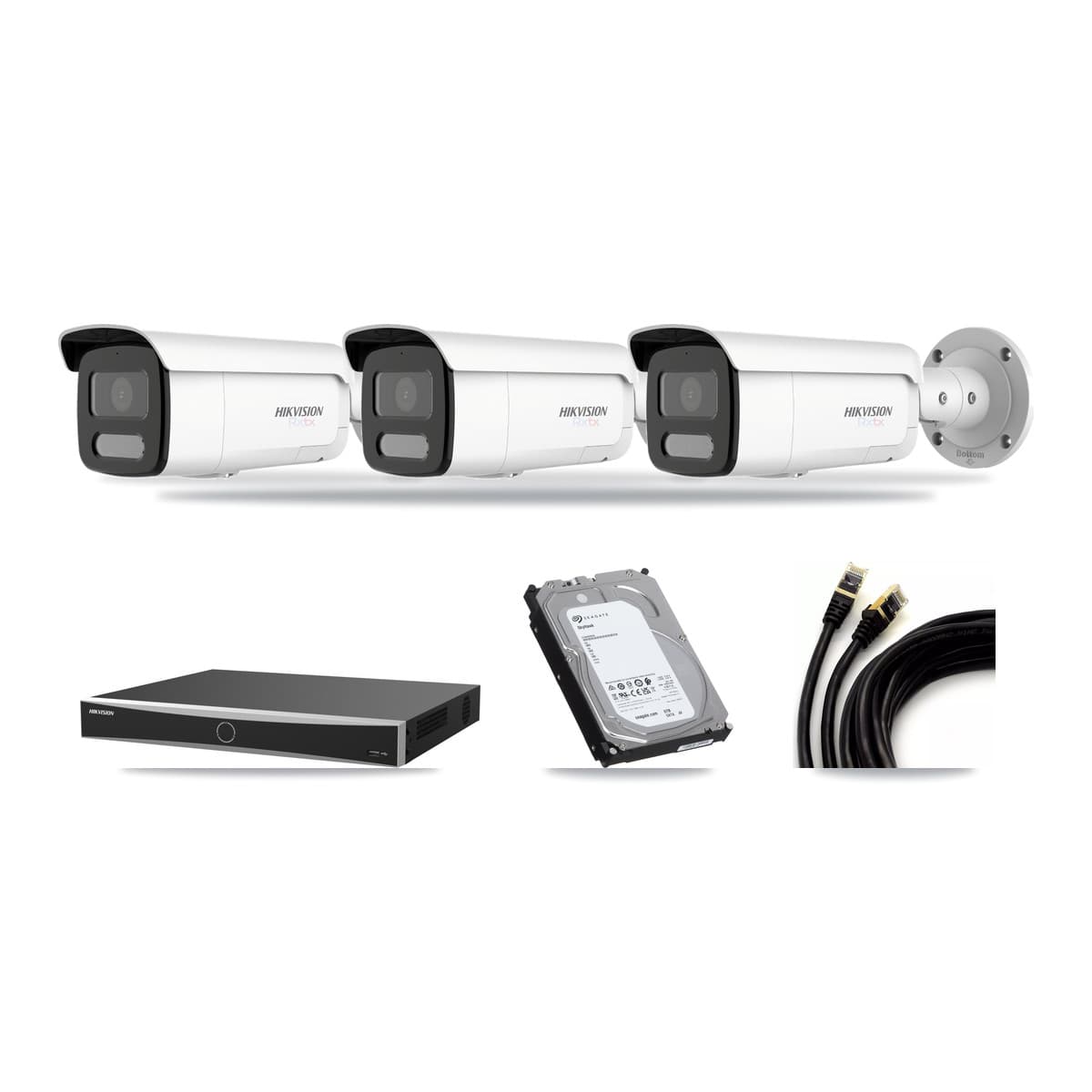 Hikvision 16-Channel 4MP – 4K CCTV Kit — 1 4MP + 2 White 4K Bullet Cameras + 6TB Recording (DS-7616NXI Recorder) - Image 1