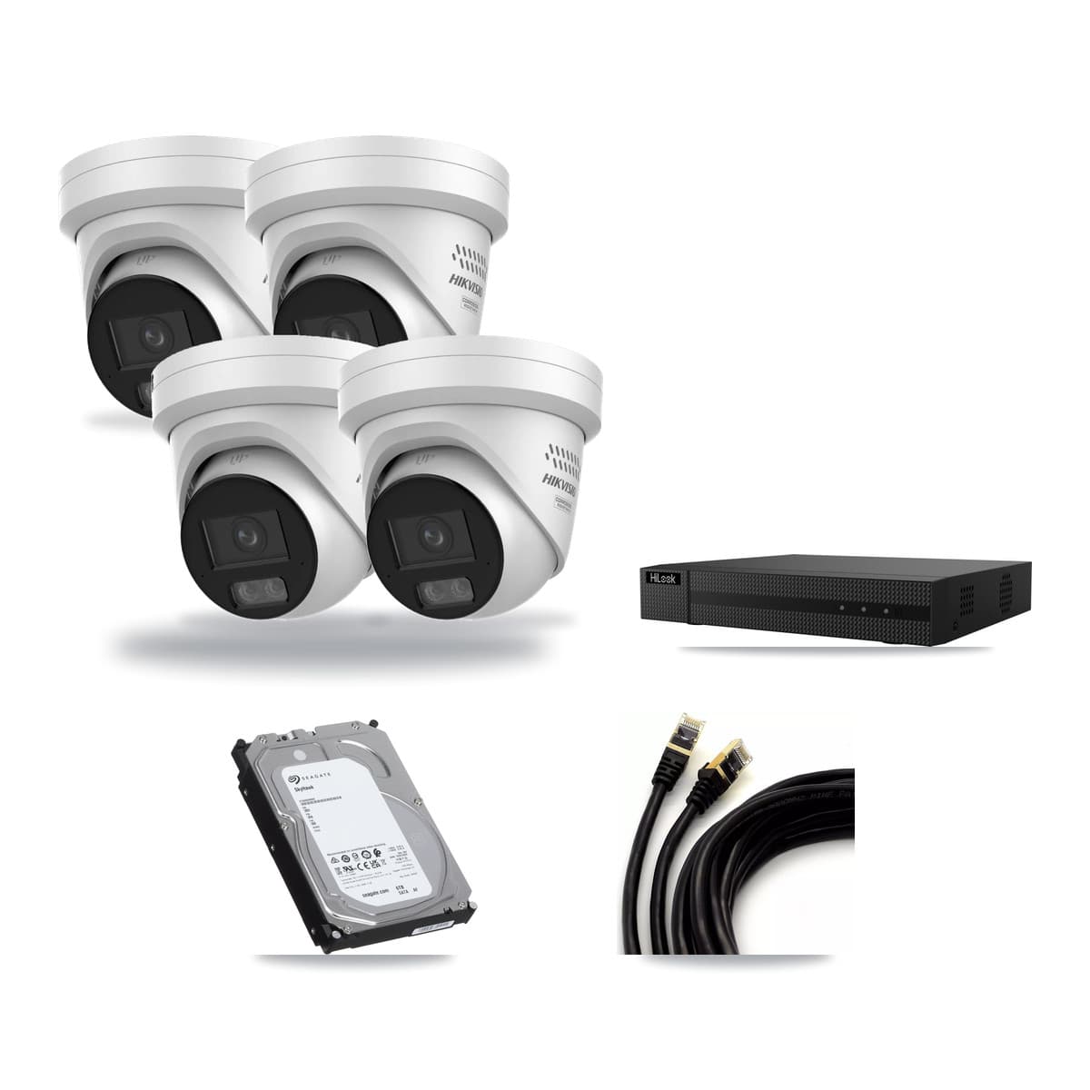 HiLook 8-Channel 4MP CCTV Kit — 4 Turret Cameras + 6TB Recording (NVR-108MH-D Recorder) - Image 1