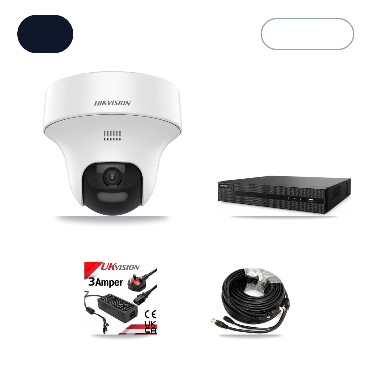 Hikvision 8-Channel 5MP CCTV Kit — 4 DS-2CE70K0T Turret Cameras + 6TB Recording (DVR-8CH Recorder)
