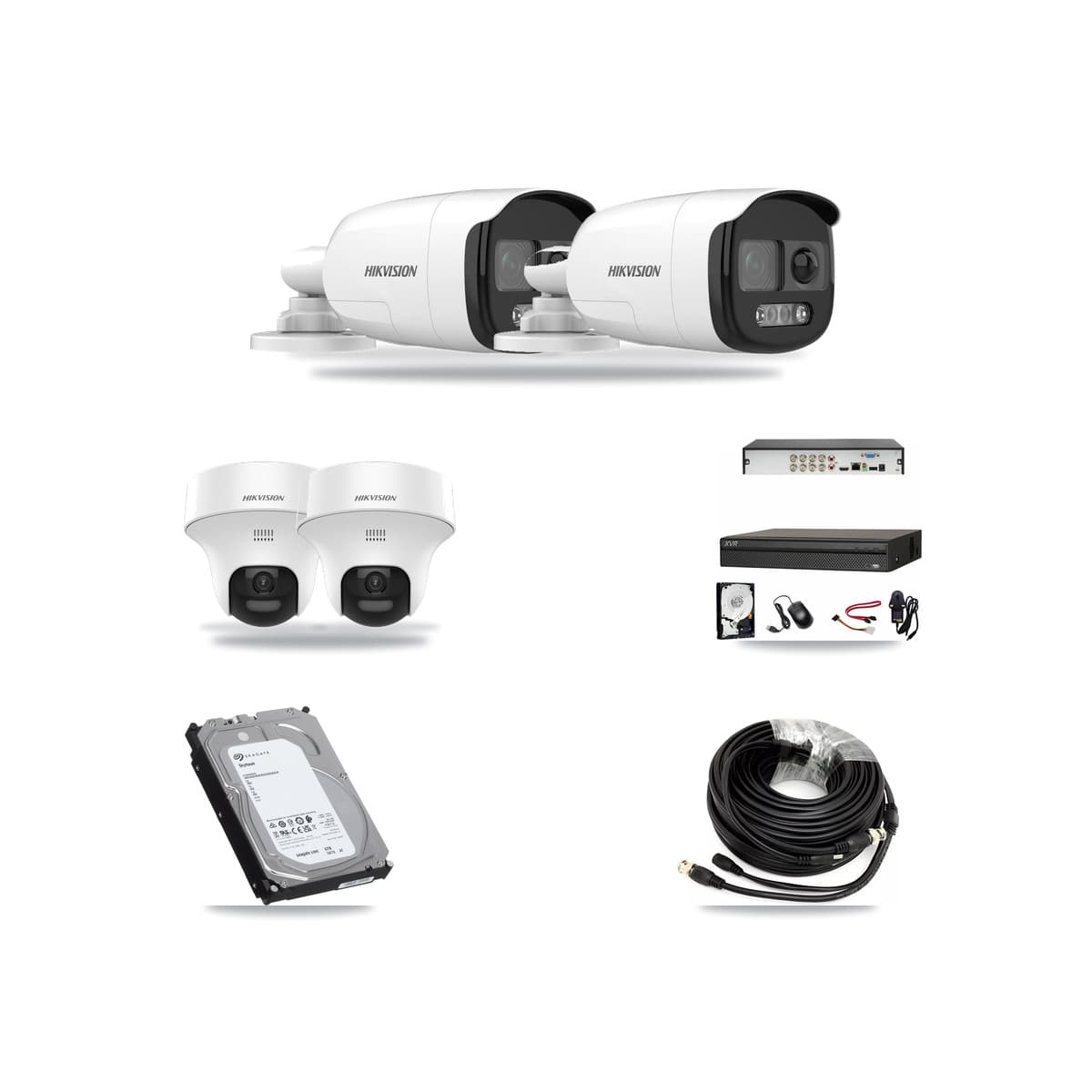 Hikvision & Dahua 8-Channel 5MP CCTV Kit — 2 DS-2CE12KF3T Bullet + 2 DS-2CE70K0T Turret Cameras + 6TB Recording - Image 1