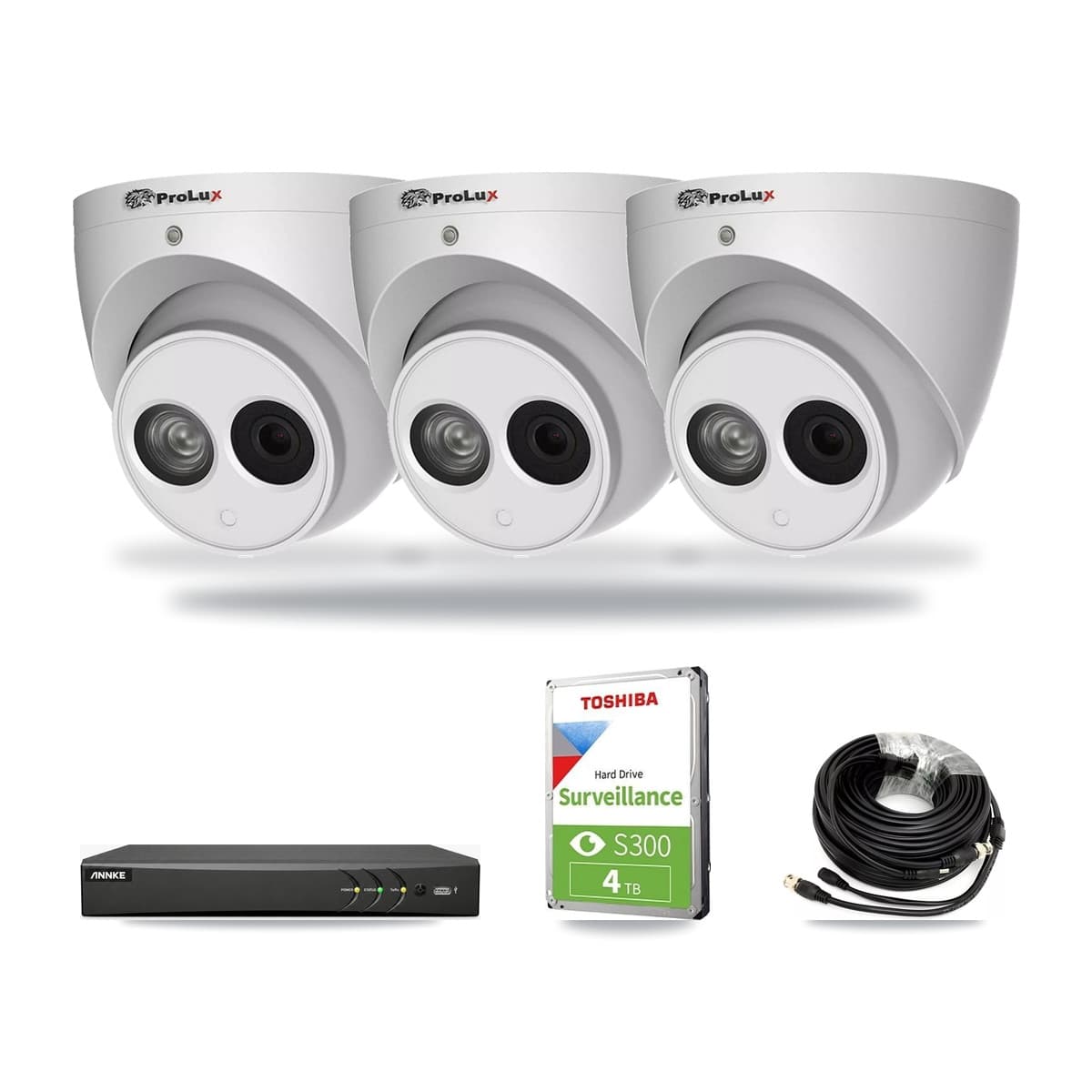 Prolux & ANNKE 4-Channel 4MP CCTV Kit — 3 Turret Cameras + 4TB Recording - Image 1
