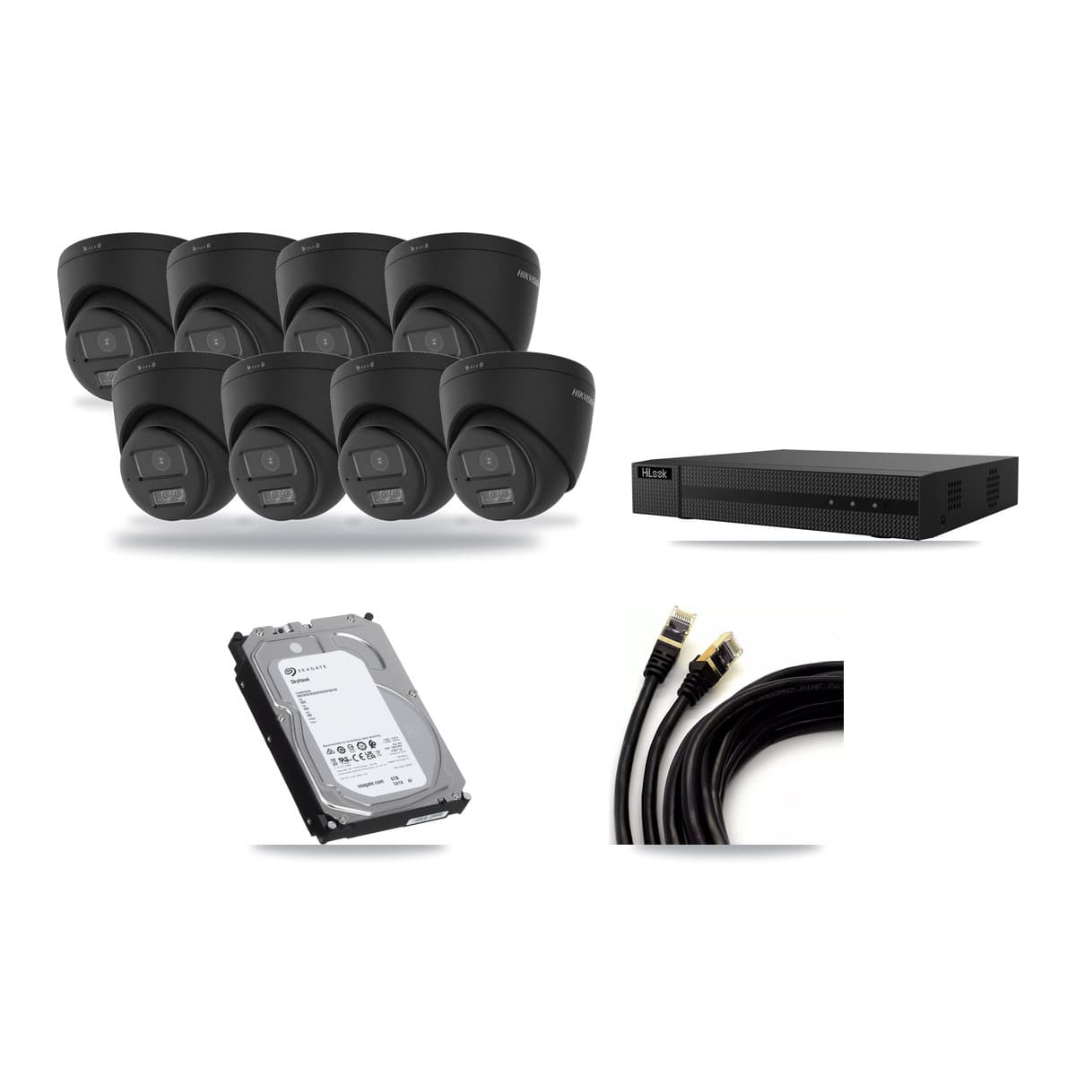 HiLook 8-channel CCTV kit: 8 cameras (8× 4K Turret), 6TB hard drive